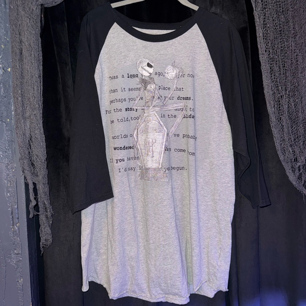 Disney Jack Skellington 3/4 baseball sleeve shirt Size 2X